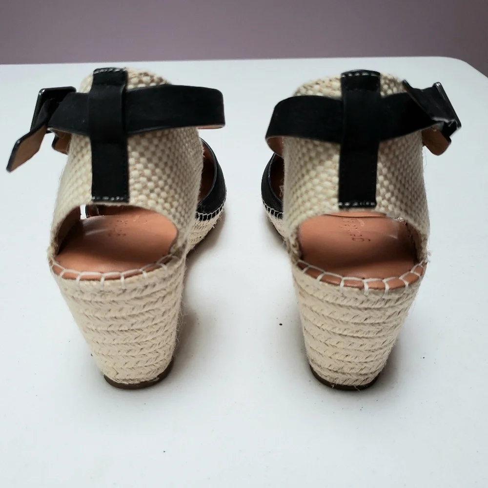 Kenneth Cole Leather Black Strap 8.5 Wedge Sandals - Picture 5 of 8